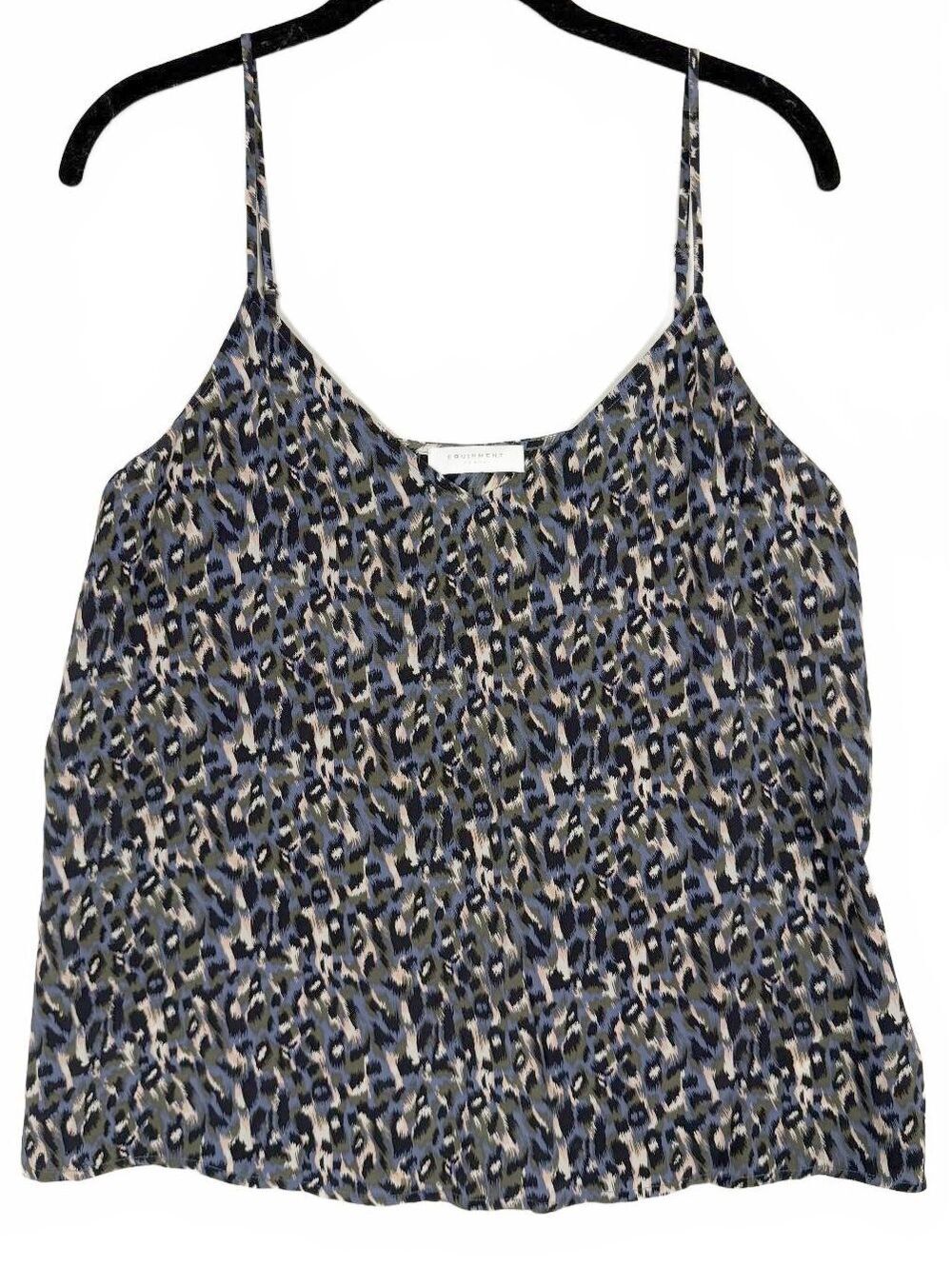 Equipment Layla Blue Cheetah Leopard Print 100% Silk Camisole Tank Top Small